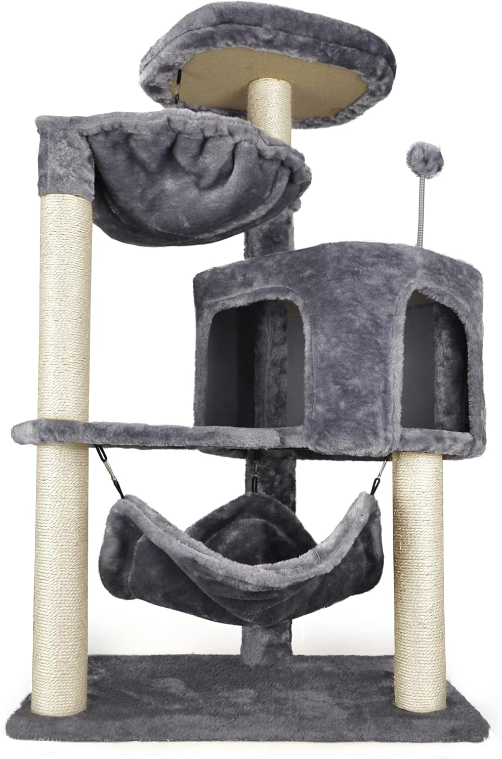 Newest Cat Tree with Cat Condo and Big Hammock, Grey