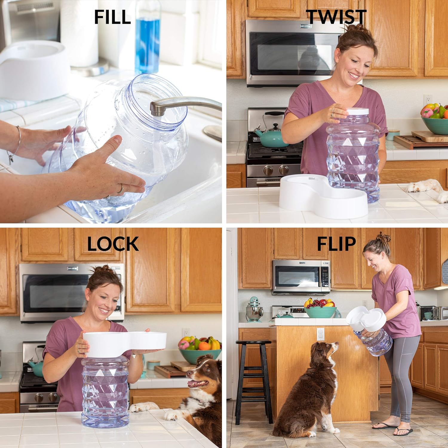 PetFusion H2O Gravity Pet Water Dispenser. Durable 2.5 Gallon Waterer Feeder. Automatic Station for Cats & Small, Medium, Large Dogs, Transparent