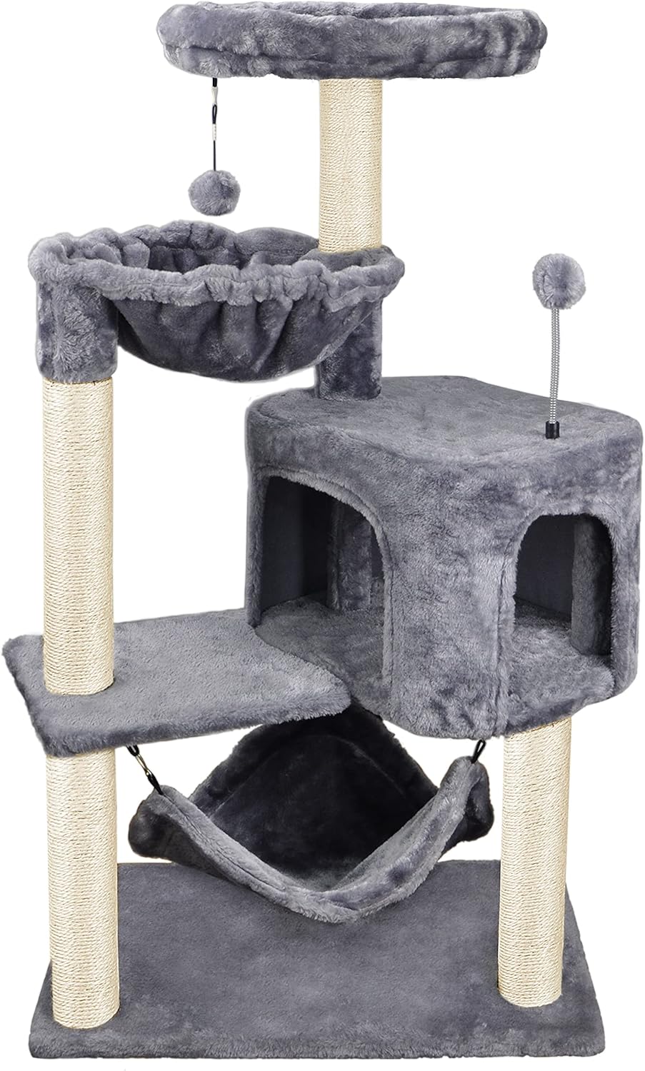 Newest Cat Tree with Cat Condo and Big Hammock, Grey
