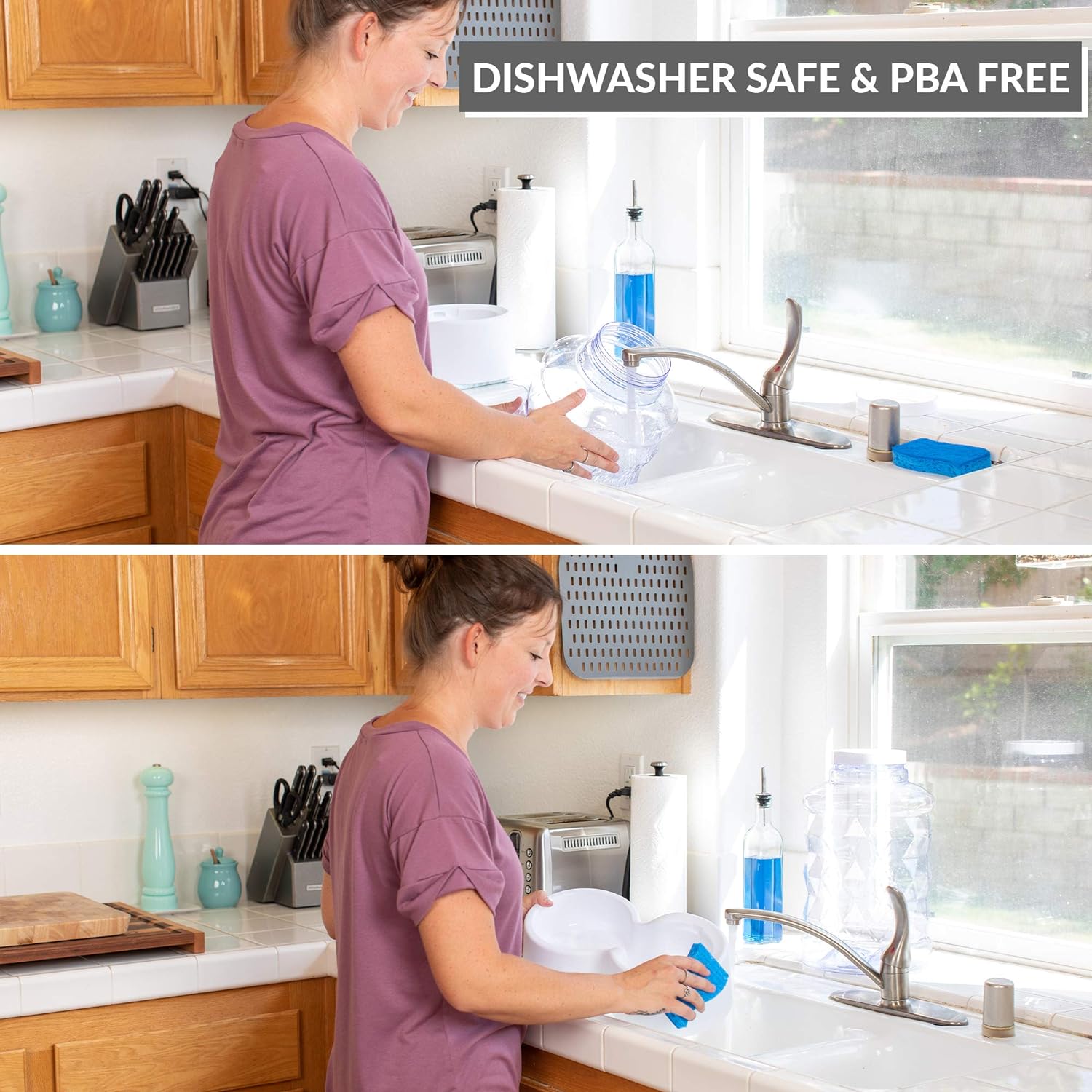 PetFusion H2O Gravity Pet Water Dispenser. Durable 2.5 Gallon Waterer Feeder. Automatic Station for Cats & Small, Medium, Large Dogs, Transparent